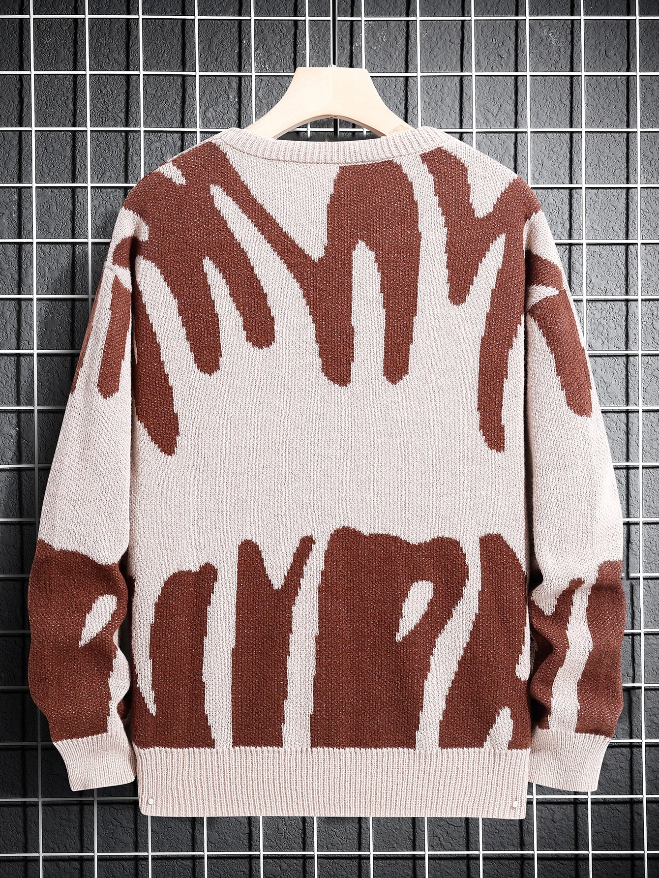 Men's Jacquard Contrast Color Pullover Sweater — Textured Knitwear