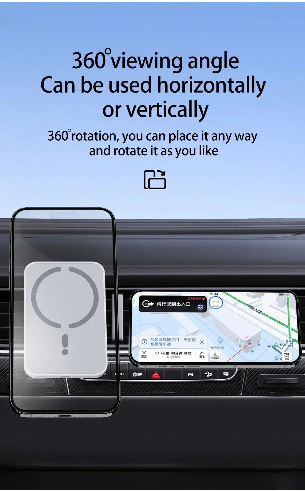 Magnetic Car Air Vent Phone Holder with 15W Wireless Charger – MagSafe Compatible for iPhone 12–17