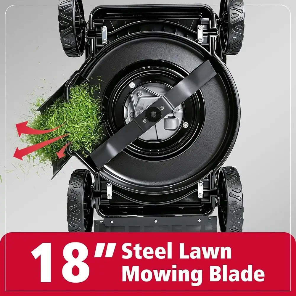 EasyCut 18" 144cc Gas Lawn Mower | 4-Stroke OHV Engine, Heavy-Duty Steel Deck, Side Discharge, 5-Position Height Adjustment, Walk-Behind Push Mower