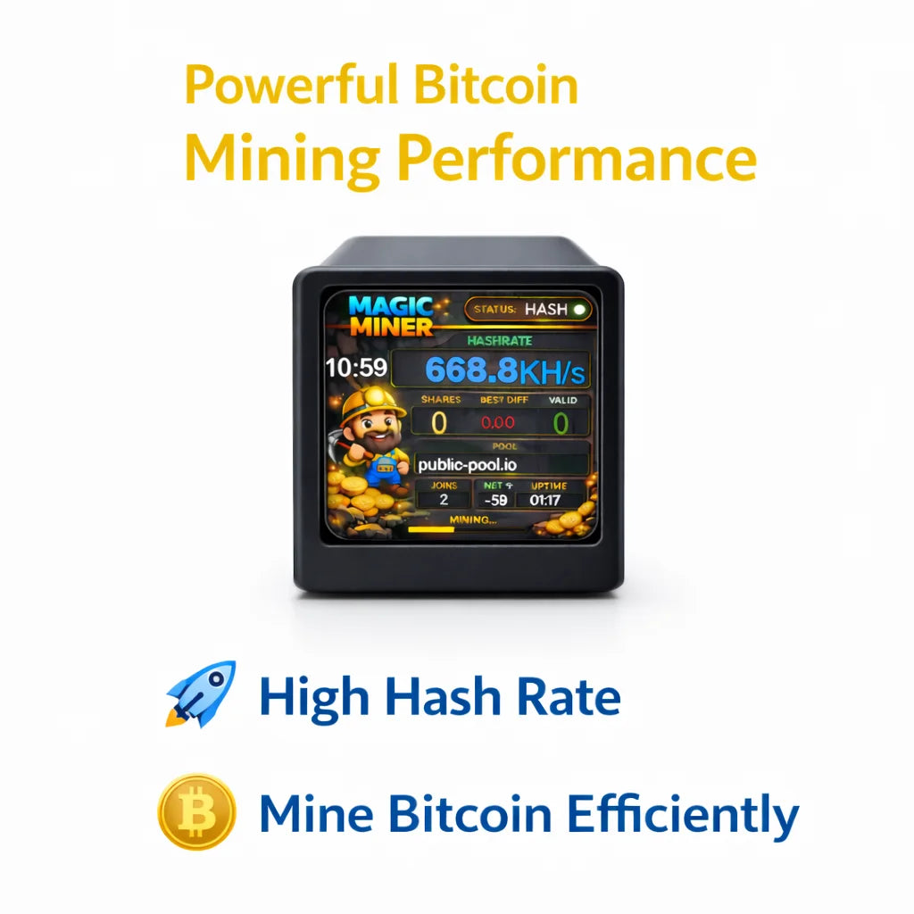 Mini High-Speed Bitcoin Solo Miner — WiFi USB-Powered Real-Time Hashrate Display