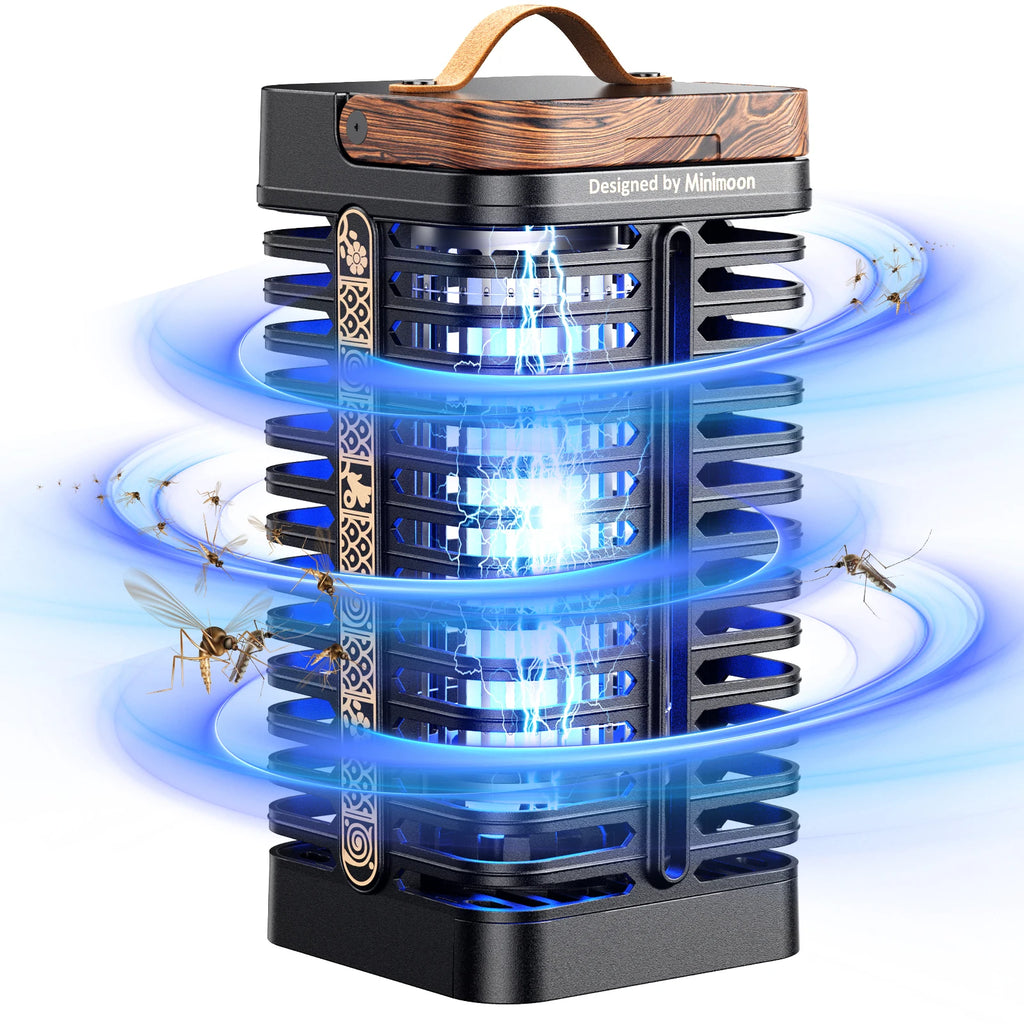 Minimoon Outdoor Bug Zapper — 15W UV, 4200V Grid, Dual LED Light, IPX4 Waterproof, 2100 Sq.Ft Coverage