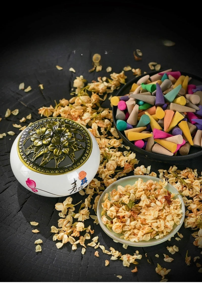 Natural Reflux Tower Incense Cones — Rose, Lavender & Aromatherapy Blends for Meditation & Odor Relief