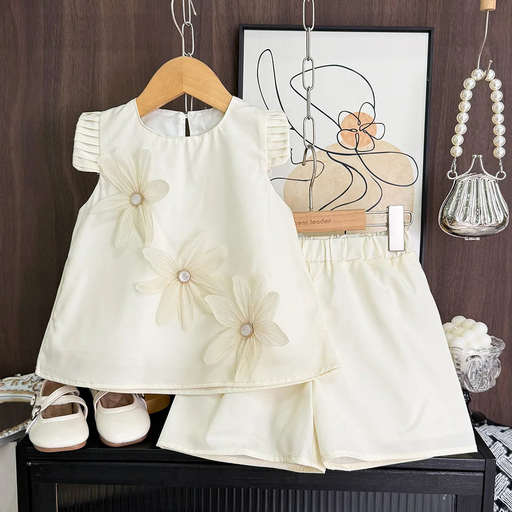Girls 3D Flower Princess Dress — Elegant Wedding & Party Dress (2–7 Years)
