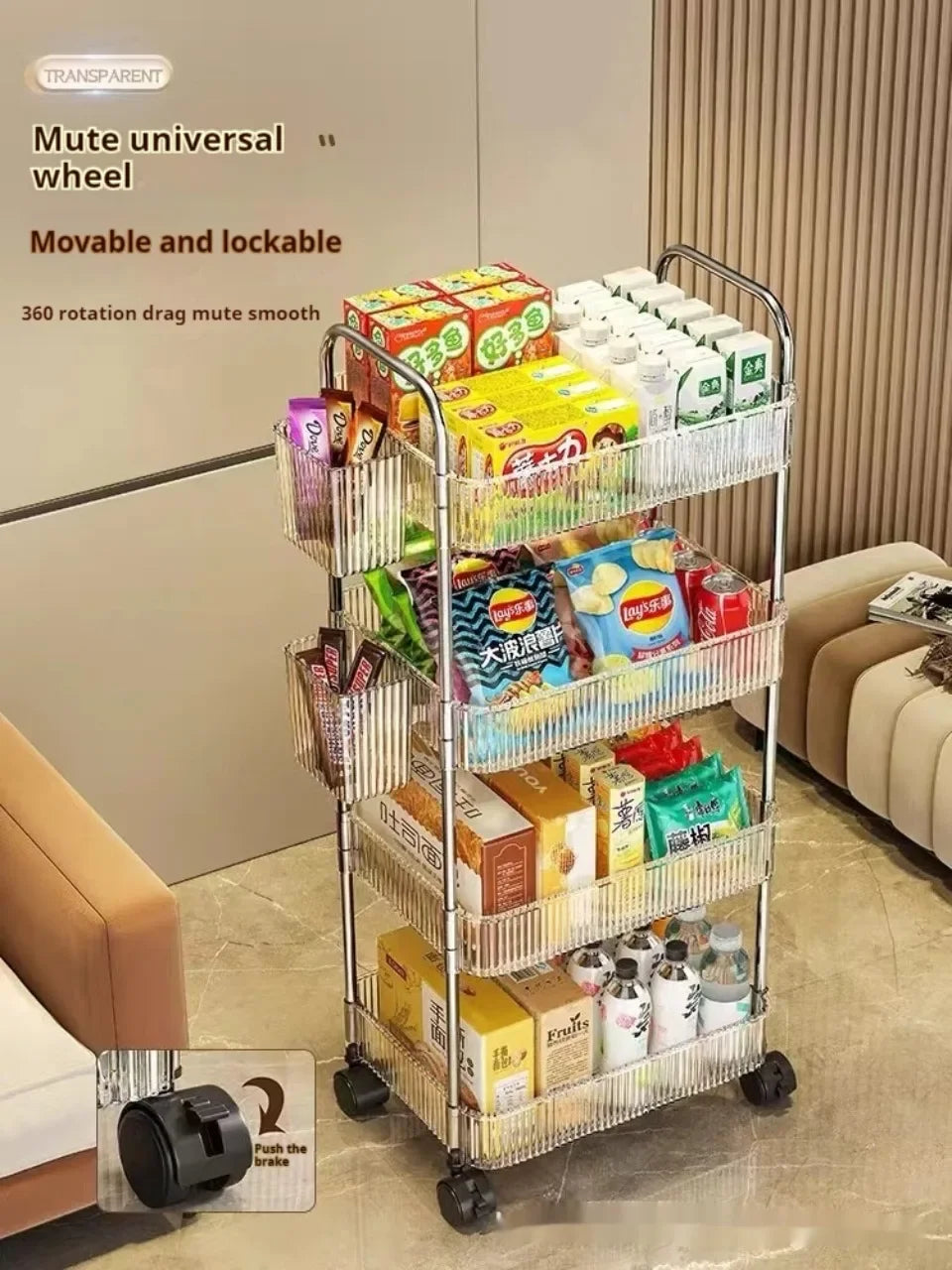 Acrylic Rolling Storage Cart — 2/3/4 Tier Organizer Trolley for Kitchen, Bathroom & Office