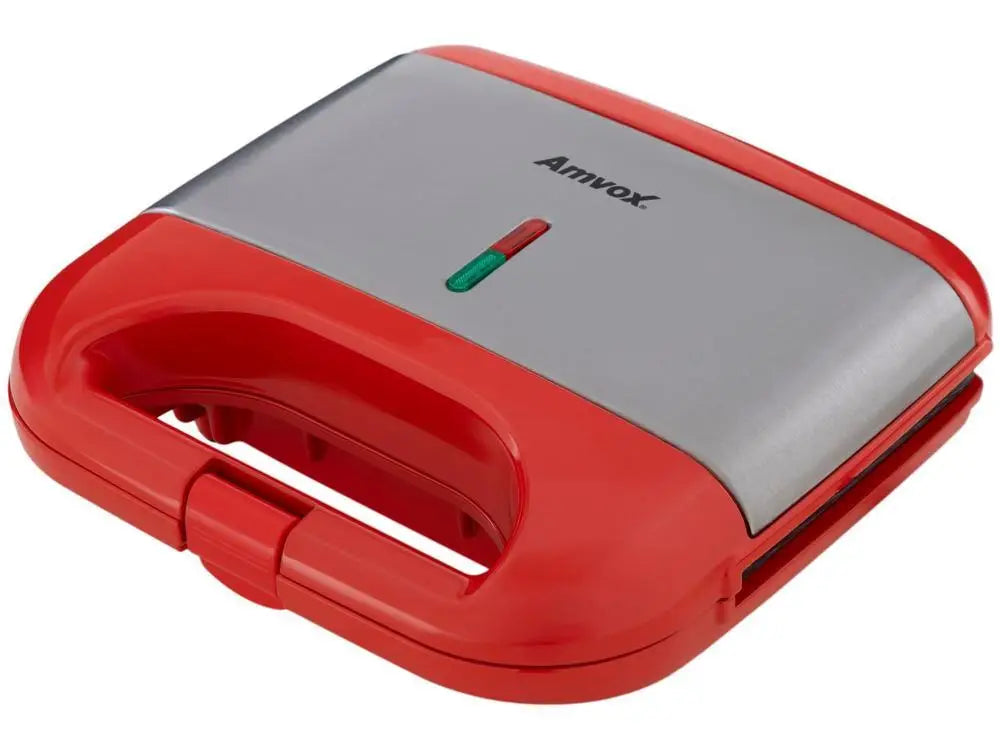 Amvox 750W Electric Sandwich Grill – Red, Non-Stick, 110V