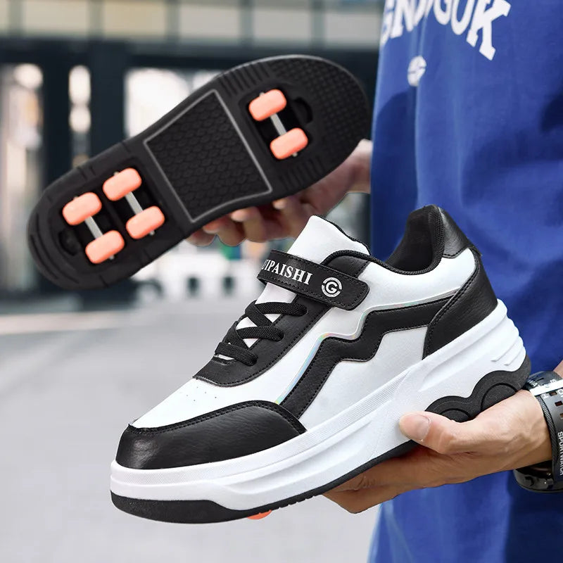 6-Wheel Children's Roller Skate Shoes – 2-in-1 Detachable Wheel Skating Parkour Racing Sneaker