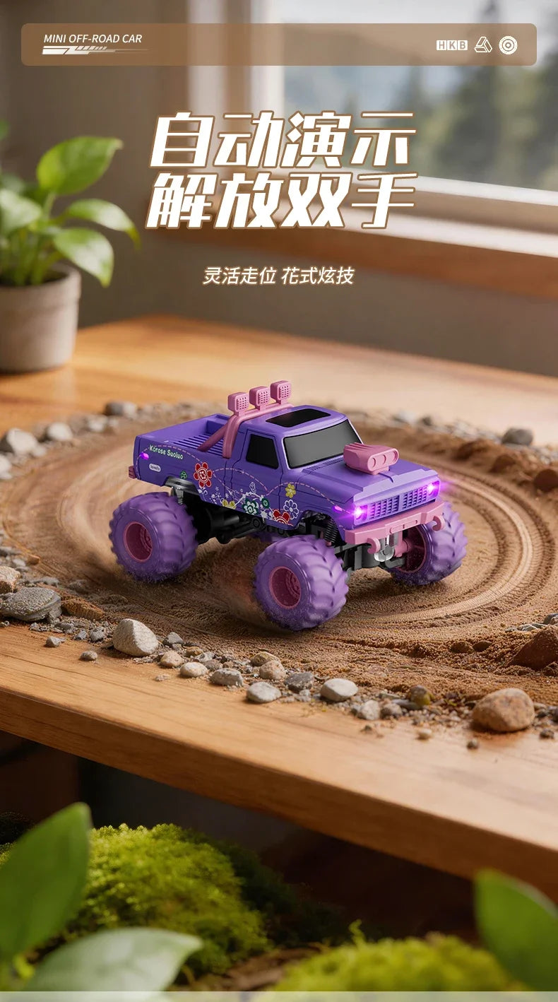 hot model 1:64 mini alloy remote control truck 2.4G four-wheel drive big foot off-road vehicle simulation model children toy car