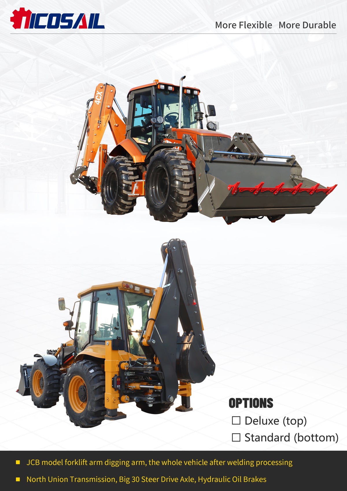 Nicosail 4-Ton 4x4 Backhoe Loader – Heavy Construction Mini Loader, Customizable