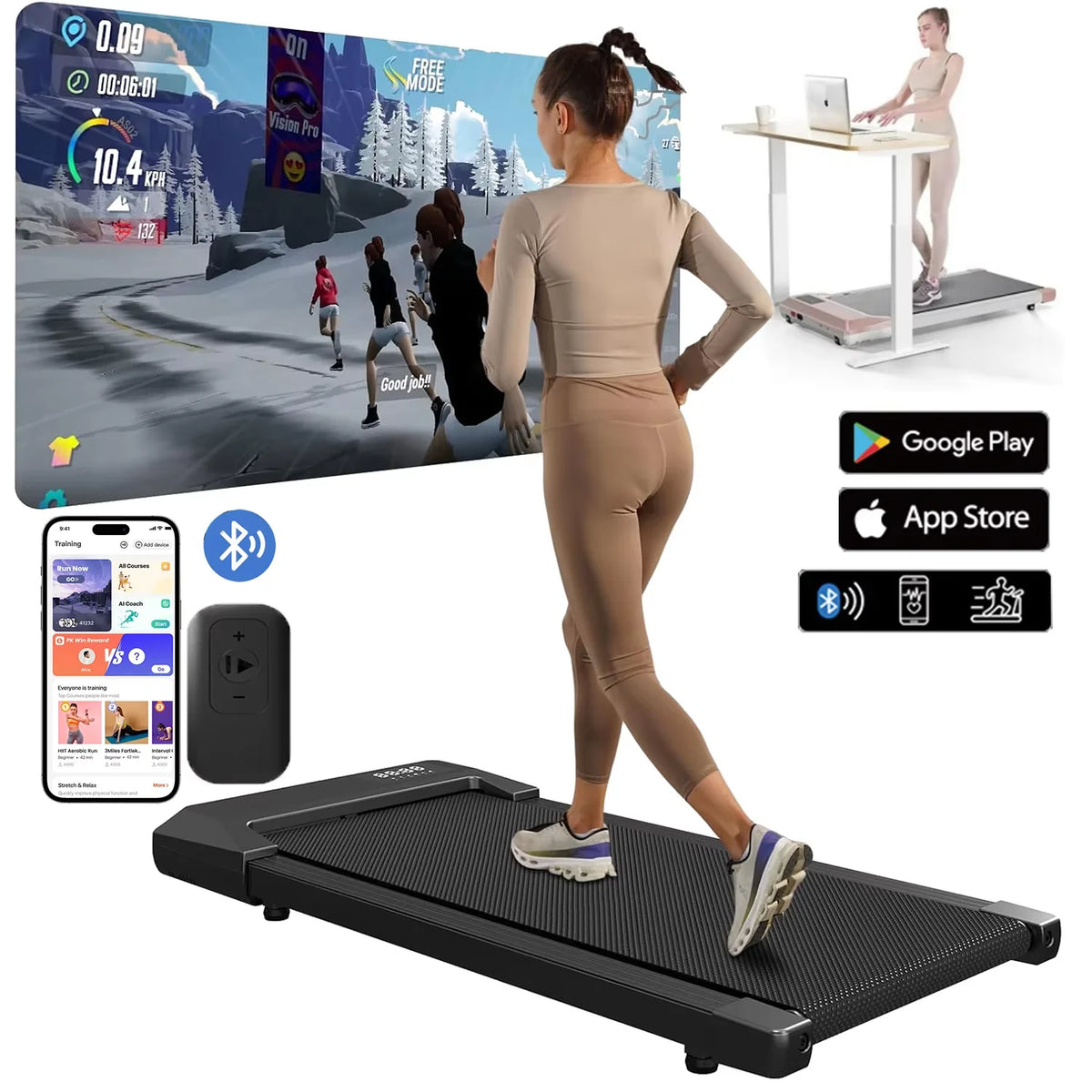 2-in-1 Folding Treadmill & Walking Pad – 300LBS, 2.5HP Motor, LCD Display, Home Walking & Running Machine