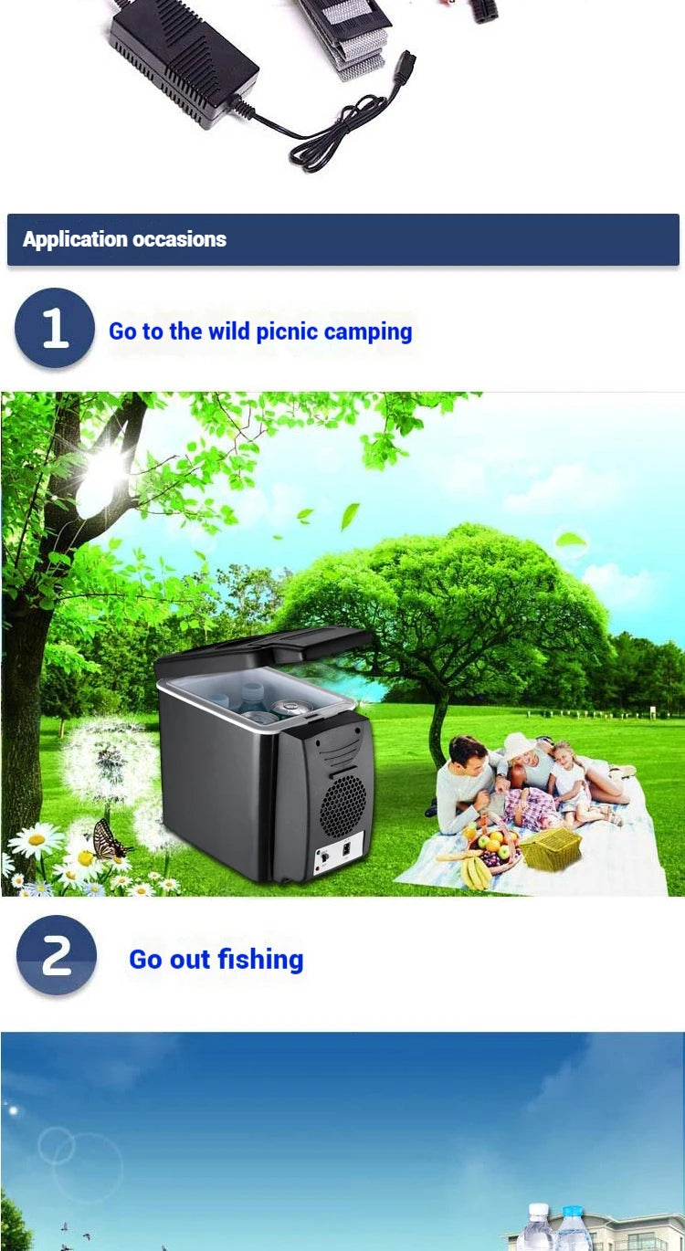 6L & 8L Small Car Refrigerator — 12V/24V Portable Fridge for Home & Camping, Cool & Frozen Drinks for Car & Truck