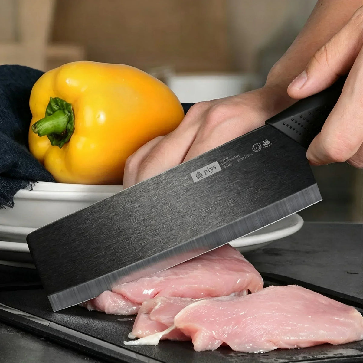 Ceramic Kitchen Knife with Protective Cover – Ultra-Sharp Chef, Fruit & Cleaver Knife with Non-Slip Handle