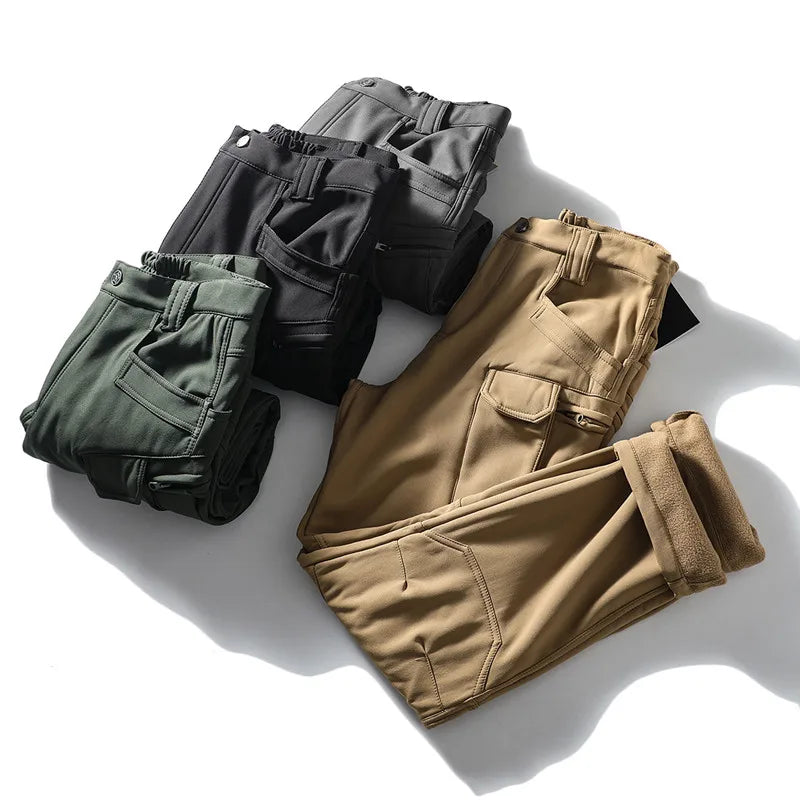 Men's Waterproof Soft Shell Tactical Jacket & Fleece Cargo Pants Set – Outdoor Hiking 5XL 6XL