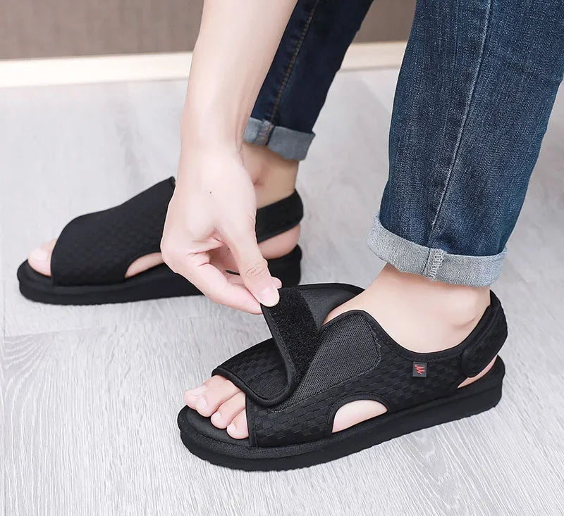 Men's & Women's Diabetic Walking Sandals – Lightweight Breathable Anti-Slip Summer Shoes with Adjustable Hook & Loop, Sizes 41–49