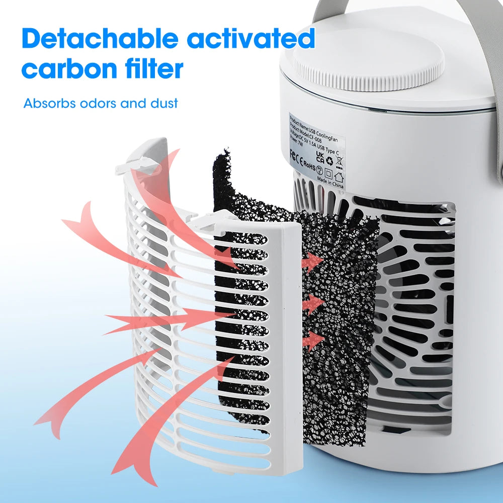 Portable Desktop Air Cooler Fan – Rechargeable Spray Mist Cooling for Home & Office