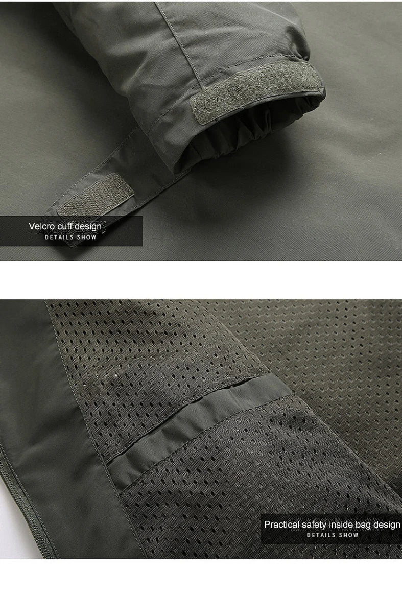 Men's Hooded Hiking Windbreaker – Multi-Pocket Jacket