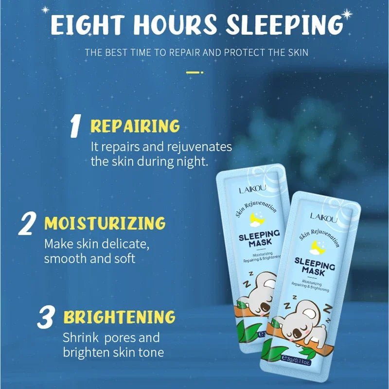 LAIKOU 7-Piece Sleeping Face Mask Set — Snail & Matcha