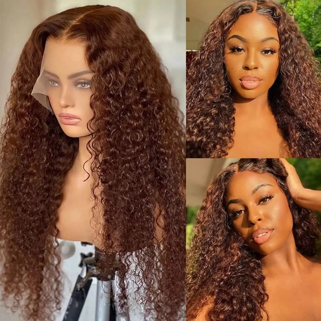 13x4 Chocolate Brown Lace Front Wigs Brazilian 13x6 Hd Lace Frontal Wig Glueless Brown Curly Human Hair Wigs For Women Sale
