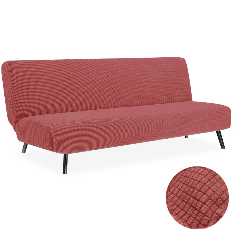 Armless Futon Sofa Bed Cover – Polar Fleece Elastic Slipcover for Folding Furniture & Bench