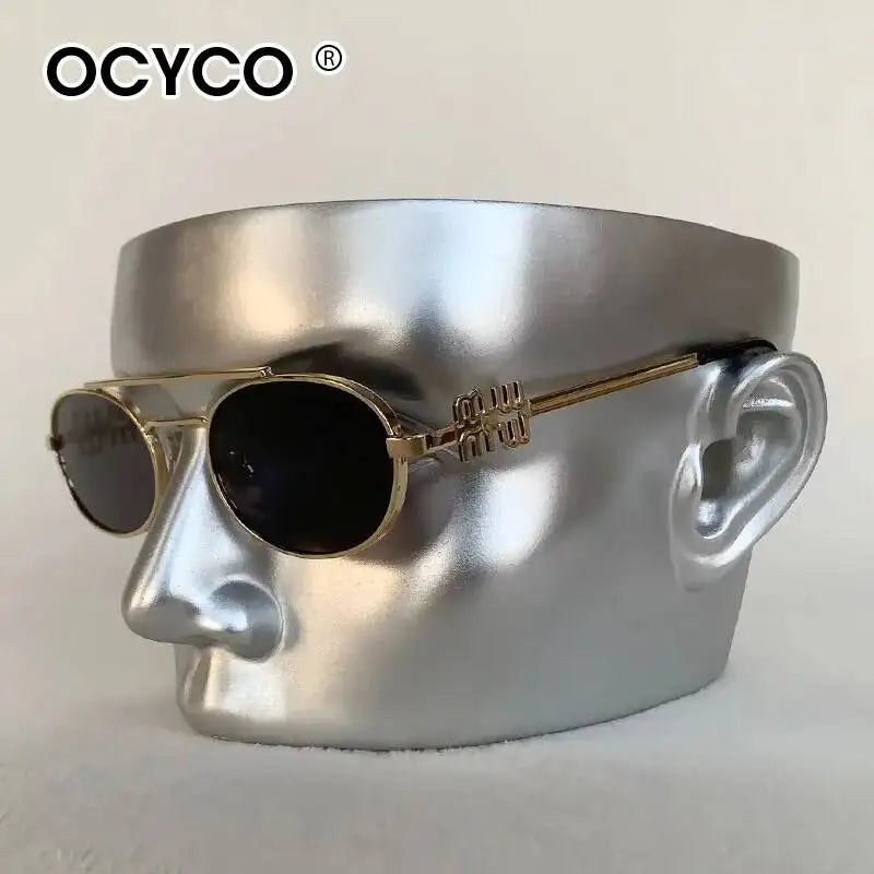 OCYCO Small Punk Oval Sunglasses | Metal Double Bridge UV Protection Designer Shades for Men & Women