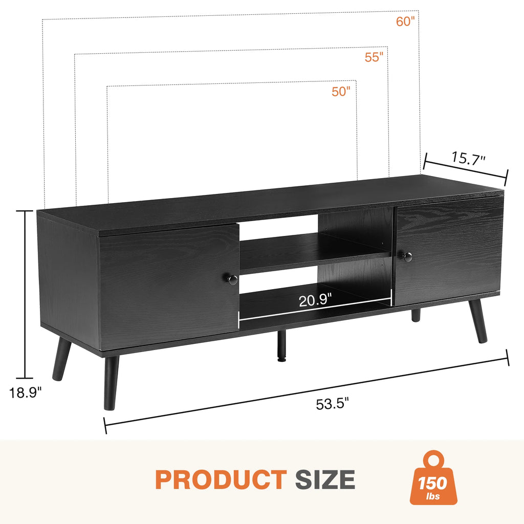 Wooden Fireplace TV Stand for 60" TVs — Entertainment Center with Adjustable Shelf & Storage