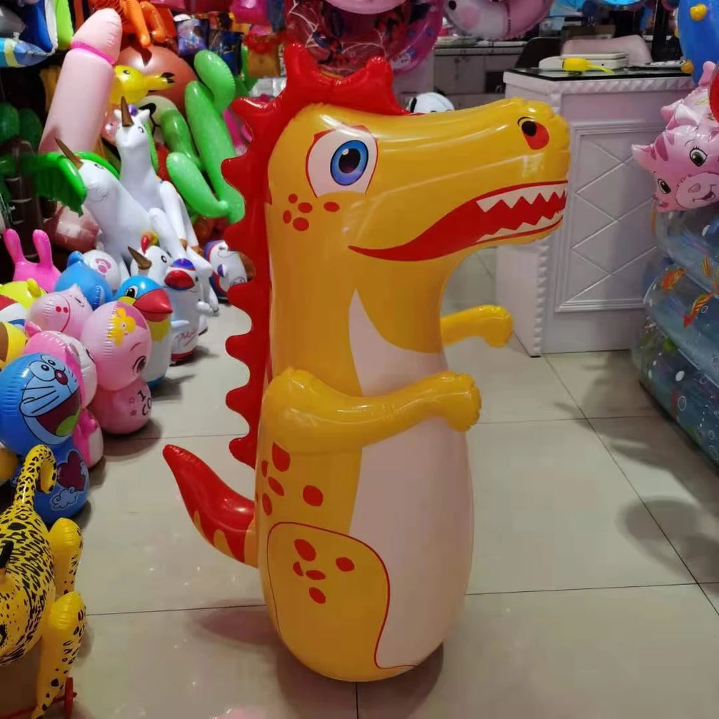 90cm Inflatable Tumbler Boxing Punching Bag for Kids – Dinosaur Standing Bop Bag, CE Certified, Ages 3+