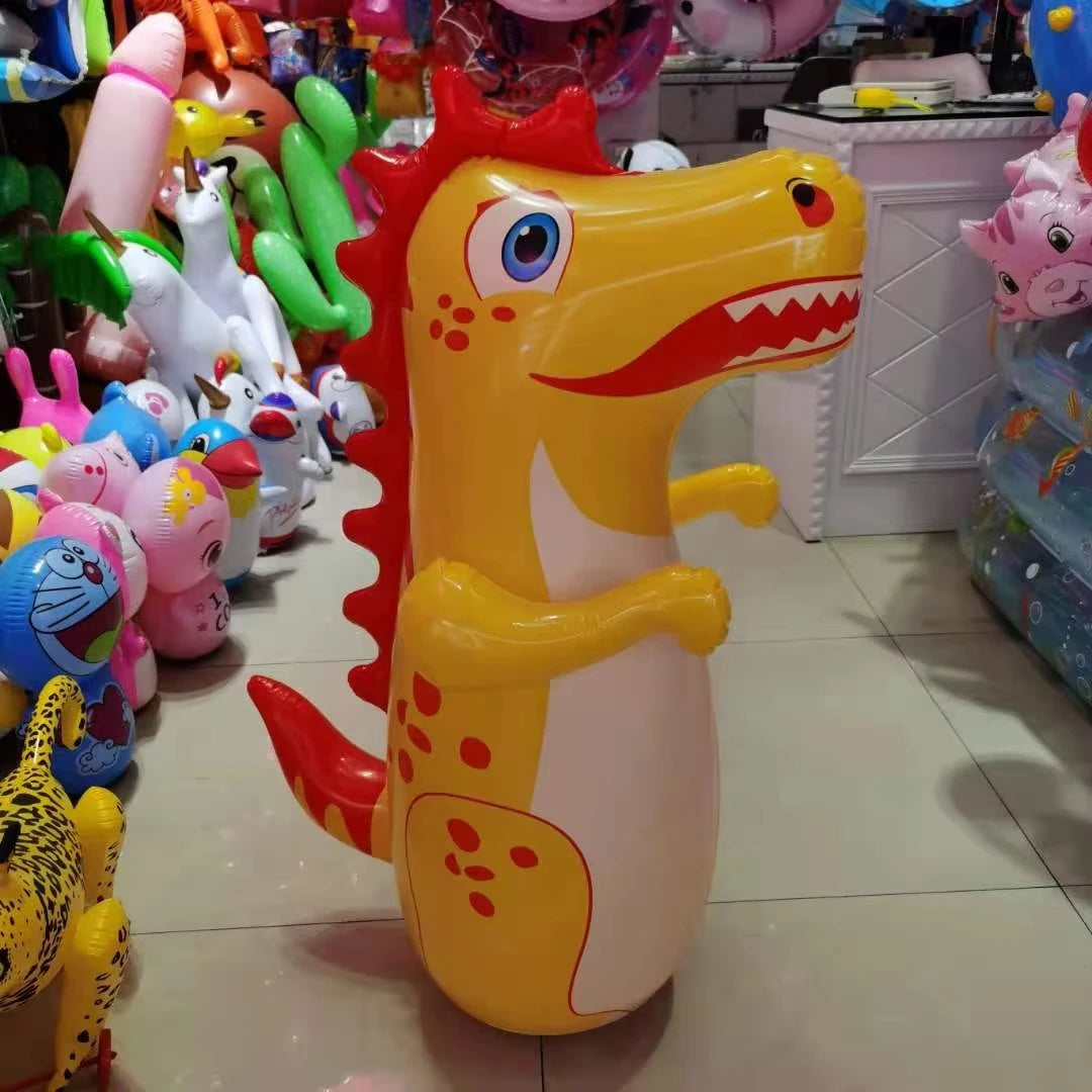 90cm Inflatable Tumbler Boxing Punching Bag for Kids – Dinosaur Standing Bop Bag, CE Certified, Ages 3+
