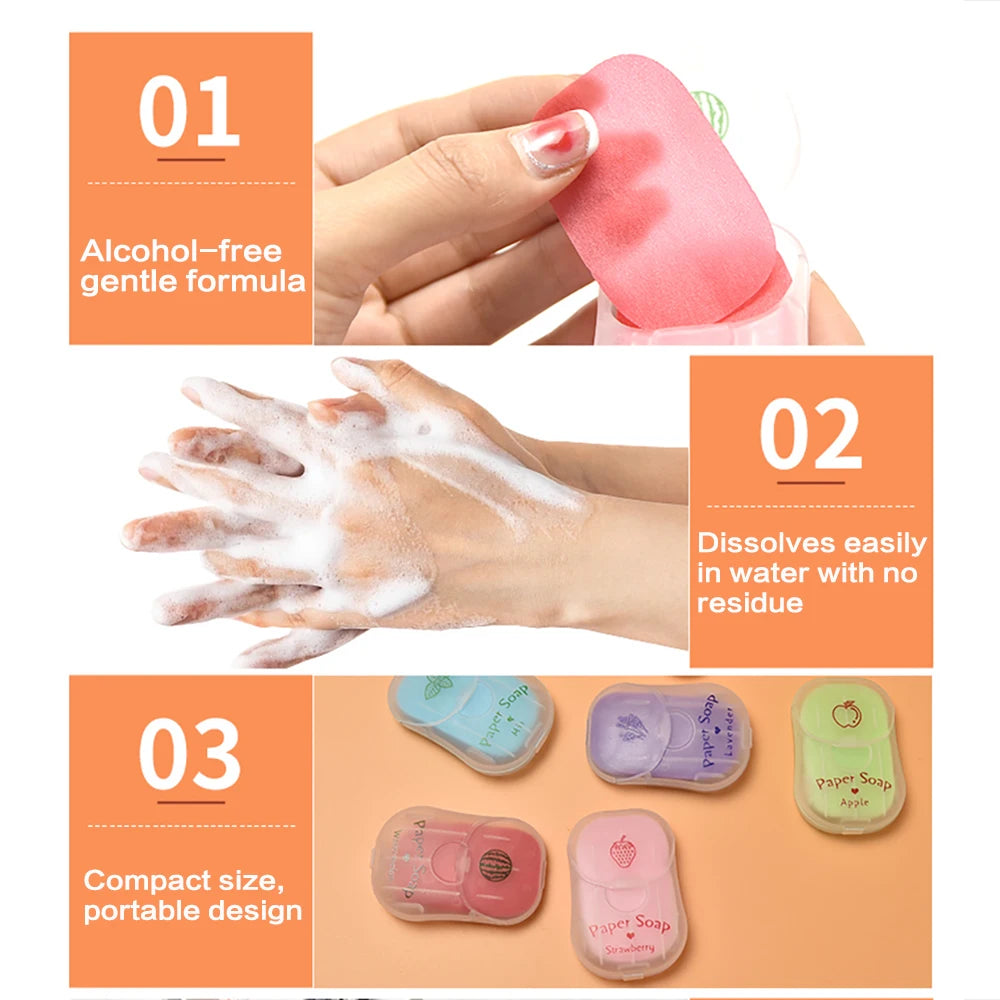 Quick-Dissolving Soap Paper Sheets – Portable Plant Extract Hand Soap for Home & Outdoor