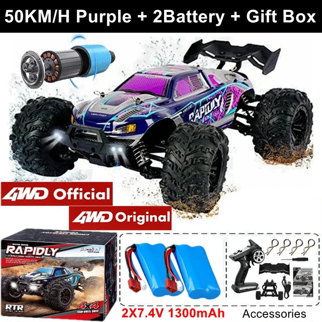 4WD 1:16 Scale High Speed Brushless RC Car – 50 or 80KM/H Off-Road Drift Racing Buggy Truck
