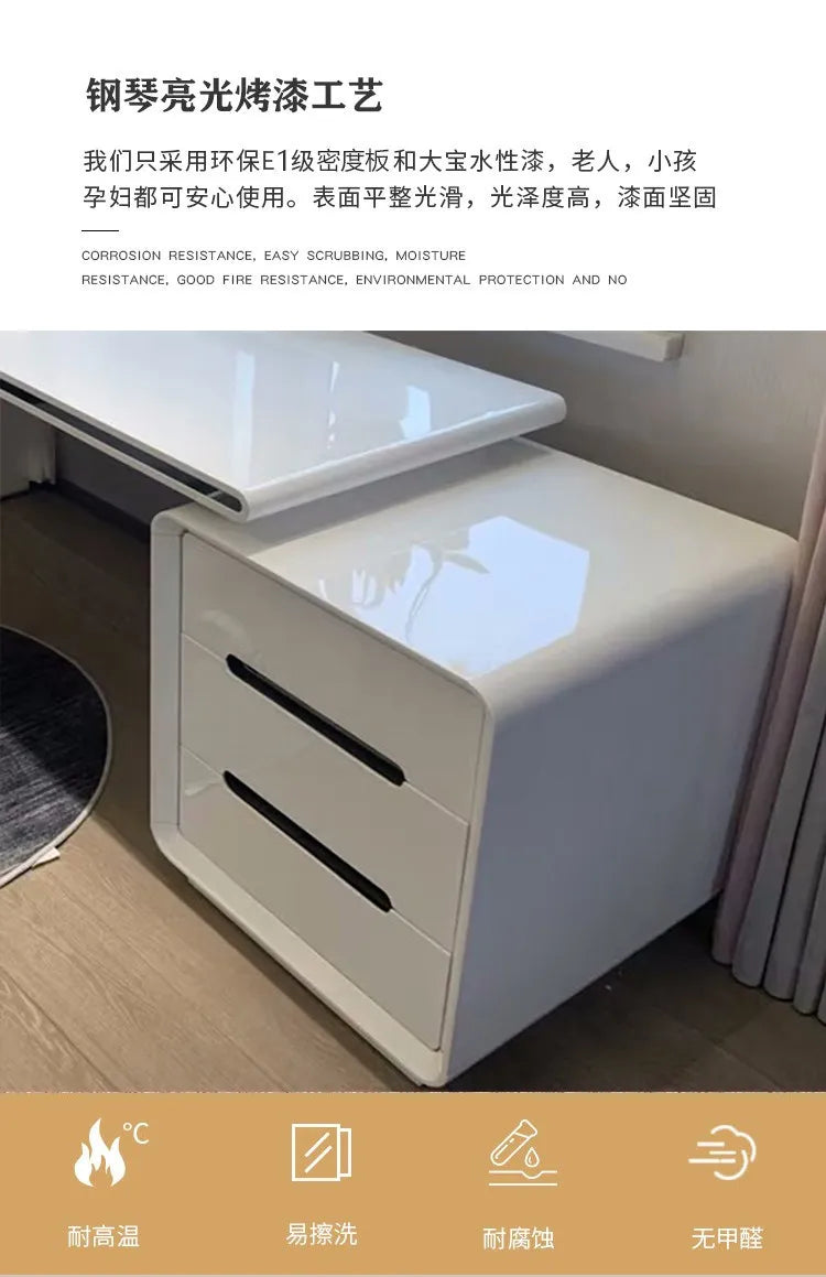 Modern Office Computer Desk with Cabinet & Keyboard Shelf — MDF Writing Workstation