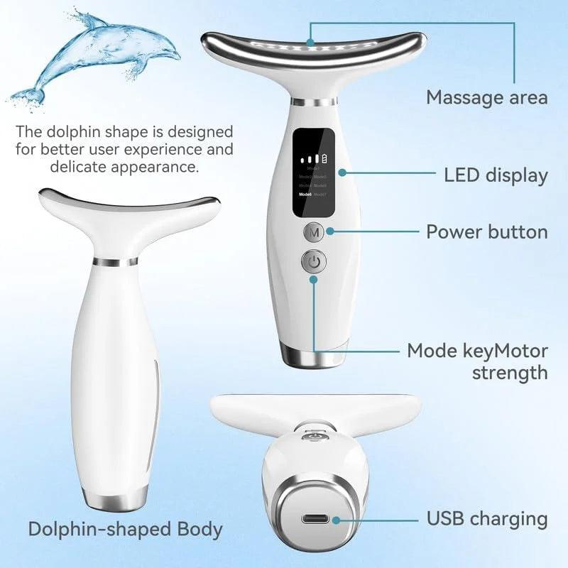 7-Color LED EMS Facial & Neck Massager – Microcurrent Vibration Beauty Device for Face & Shoulders