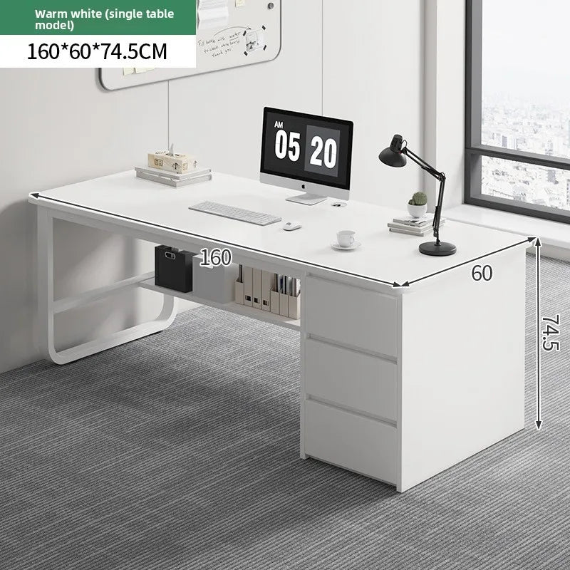 Modern Desk with Integrated Bookshelf — Student Writing Desk, Home Computer Desk & Bedroom Study Table