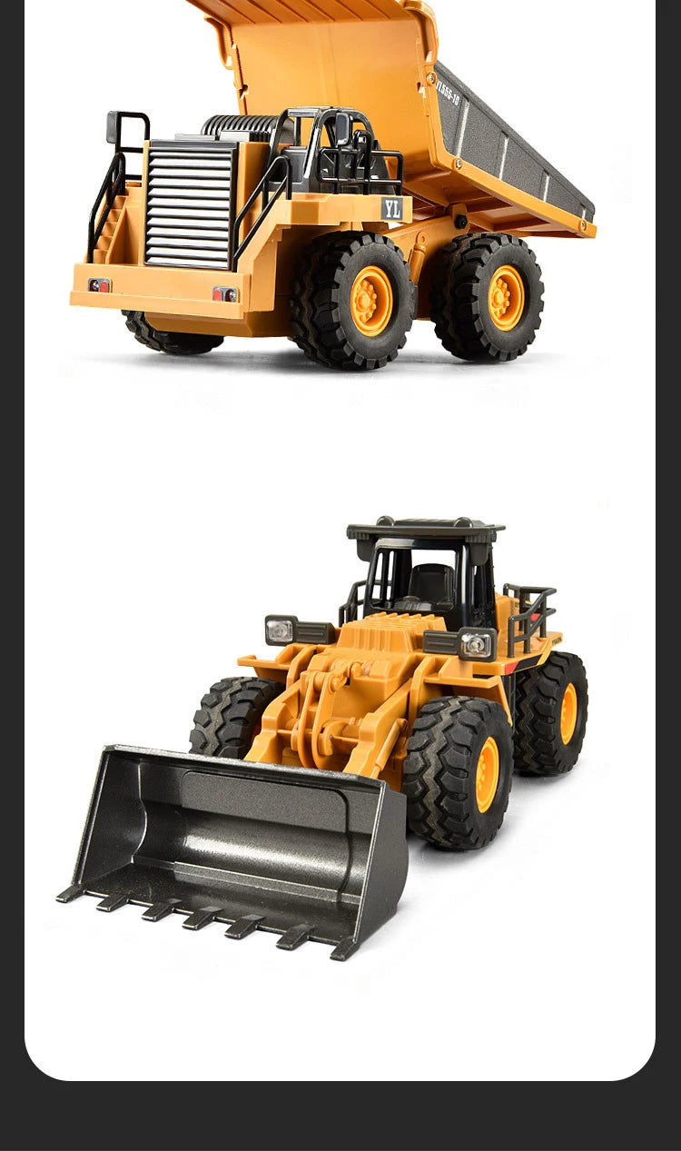 2.4G RC Construction Truck – Alloy Excavator, Bulldozer & Dump Truck for Kids