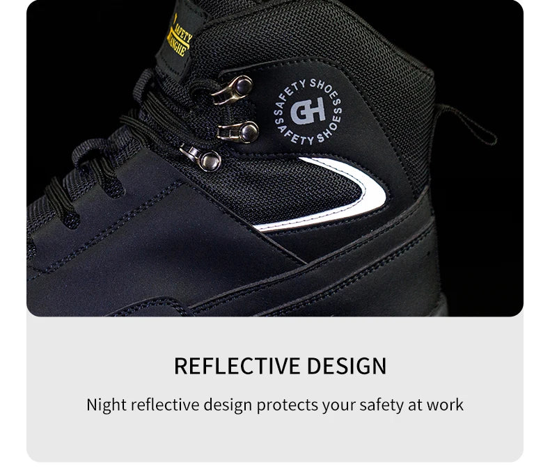 Men's Button-Closure Synthetic Work Shoes