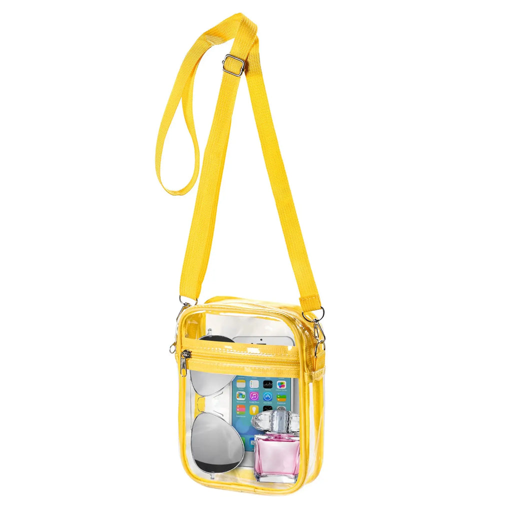 Women's Clear Stadium Crossbody Bag – PVC Transparent Shoulder Purse with Front Pocket