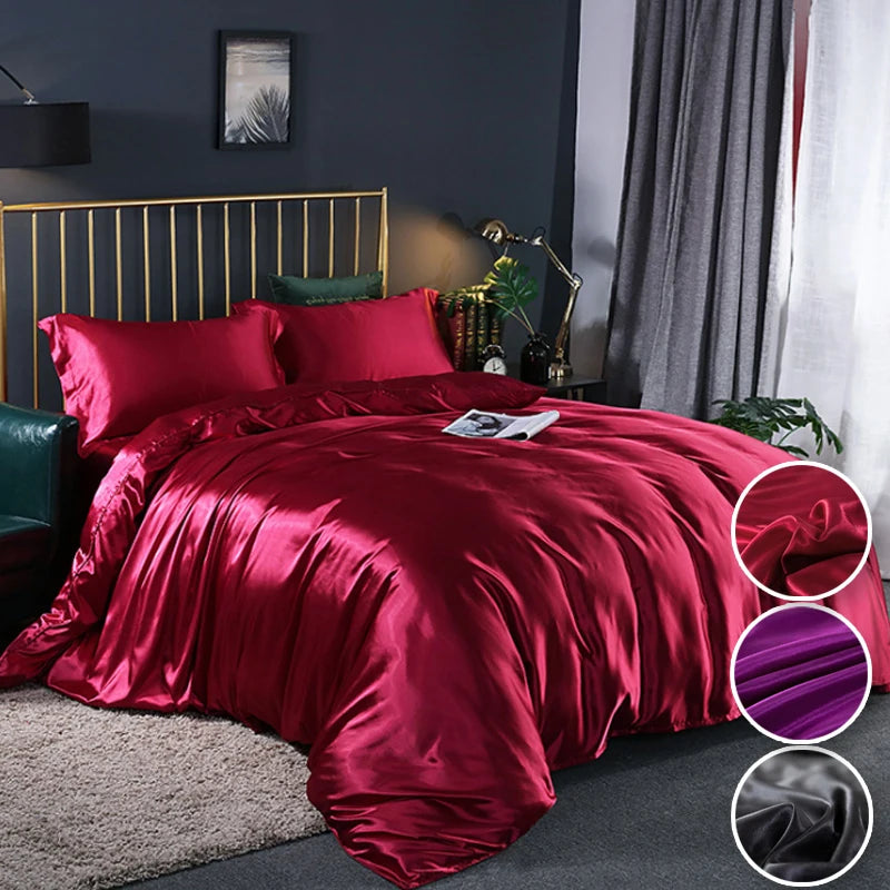Silky Textured Duvet Cover Set – Microfiber Comforter Cover with Pillow Shams, Multiple Sizes