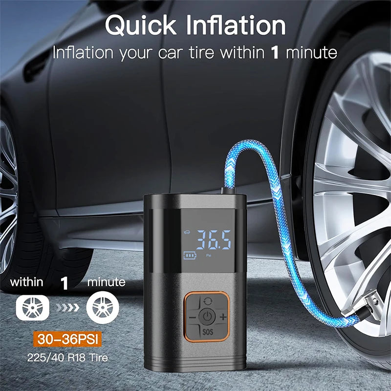 Rechargeable Tire Inflator with Digital Gauge, 150 PSI