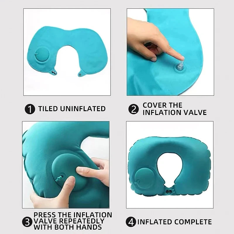 Inflatable U-Shape Travel Neck Pillow — Portable