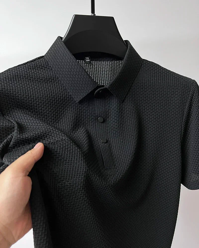 Men's Ice Silk Breathable Polo Shirt — Business Casual Short Sleeve Summer Top