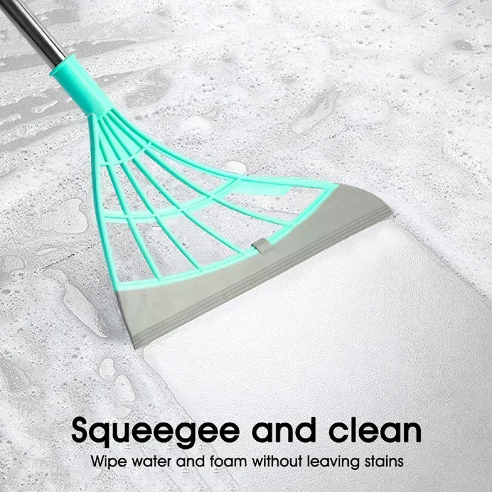 Sweep. Squeegee. Shine. — Silicone Magic Rubber Broom & Floor Squeegee Wiper | Hair & Water Removal, Bathroom & Garage, 1PC & 2PCS, Blue & Gray