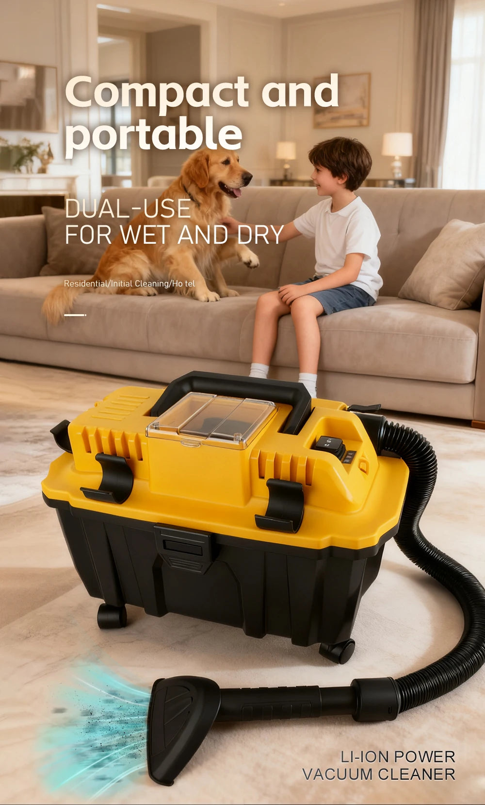 Brushless Cordless Wet/Dry Vacuum – Compatible with DeWalt 12V–24V Batteries (Tool Only)