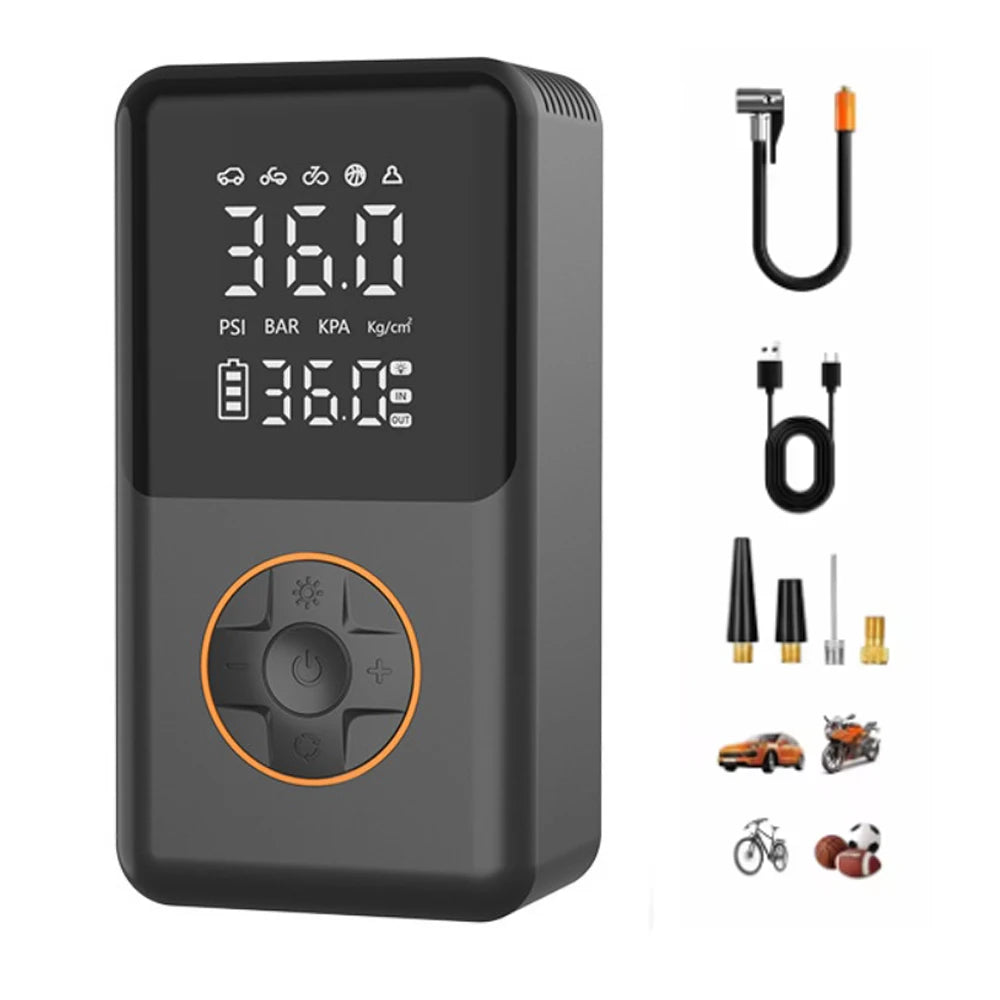 Cordless Tire Inflator with Gauge and LED Light, 150 PSI