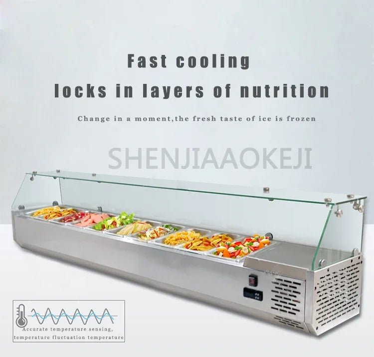 Commercial Refrigerated Salad Cabinet – Pizza Prep Table & Dessert Freezer 220V