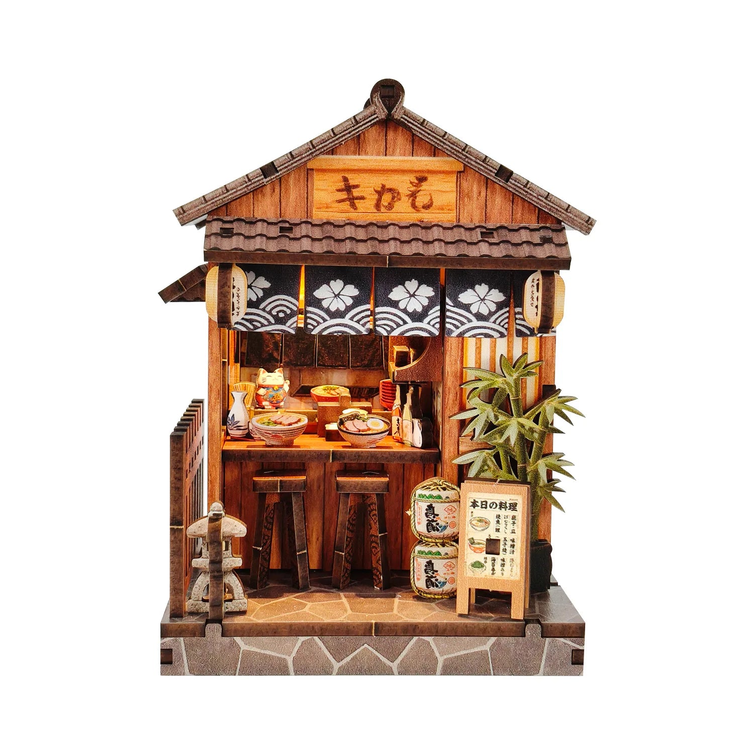 DIY Wooden Japanese Tavern Miniature with Lights