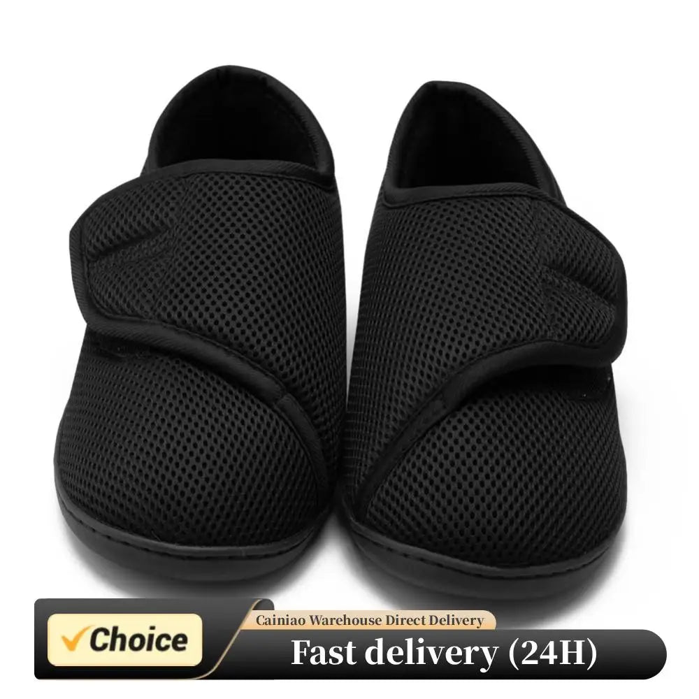 Unisex Wide Diabetic Sneakers – Plush Lining Lightweight Edema Shoes with Hook & Loop for Plantar Fasciitis