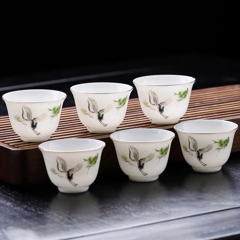 Porcelain Teacup Set – Six 60ml Tea Tasting Cups