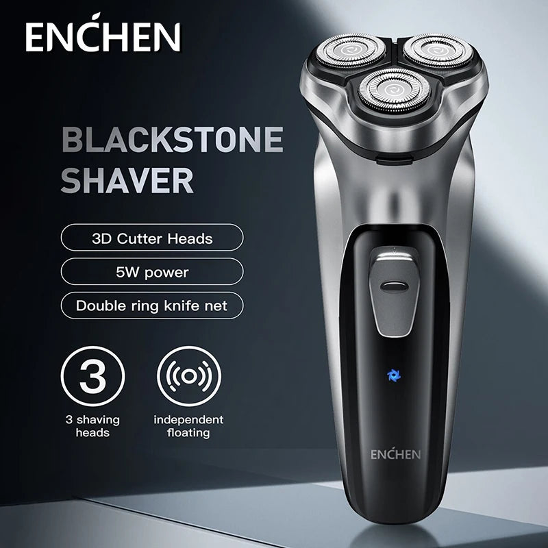 ENCHEN Blackstone 3D Rotary Electric Shaver – Type-C Fast Charge, 85-Min Runtime, Auto-Grinding Blade