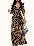 Deep V-Neck Lace-Up Loose Print Holiday Dress — Casual Sexy Summer Dress