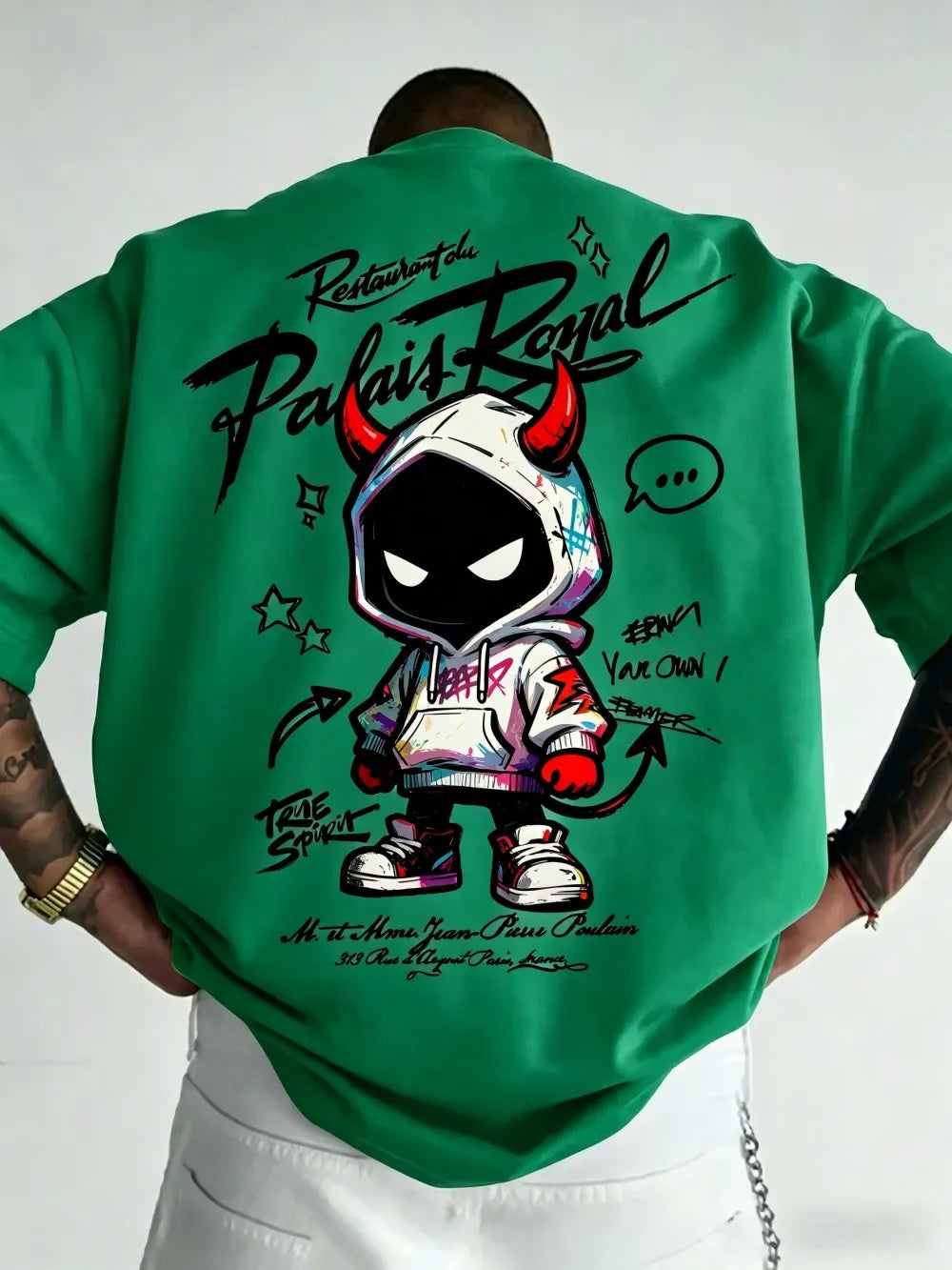 Men's Devil Letter Print T-Shirt — Breathable Round Neck Street Top