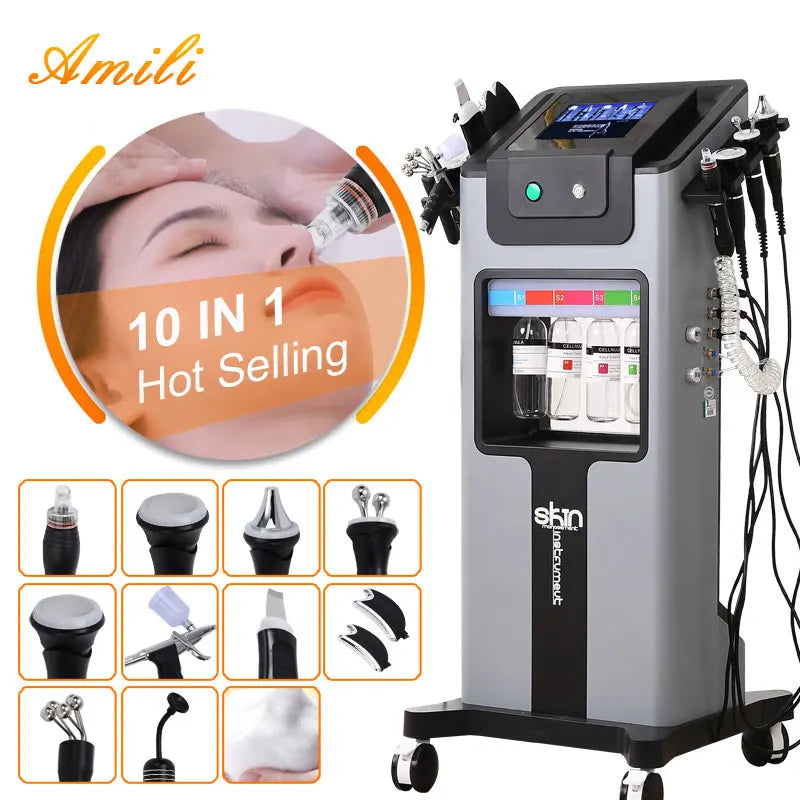 10-in-1 Hydra Aqua Facial Machine — Diamond Dermabrasion, Hydra Peeling & Skin Care System