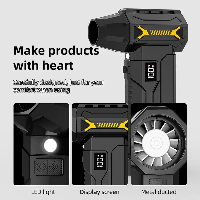 580000RPM Powerful Turbo Blower – Cordless Electric Snow & Dust Blower with LED Lighting